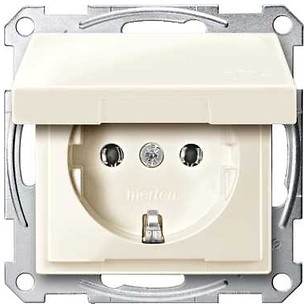 Фото Schneider Розетка Merten System M MTN2311-0344 з кришкою і шторками