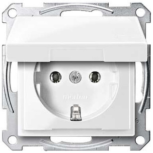 Фото Schneider Розетка Merten System M MTN2311-0319 з кришкою і шторками