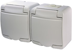 Фото ETI Розетка Hermetics RHE-2S (4668019) подвійна з заземленням і кришкою