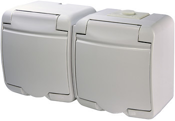 Фото ETI Розетка Hermetics RHE-2S (4668019) подвійна з заземленням і кришкою