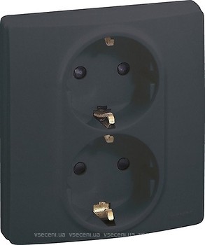 Фото Legrand Розетка Etika (672623) двойная с заземлением