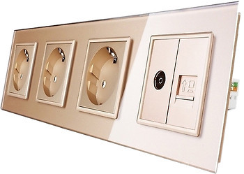 Фото Livolo Розетка VL-C7C3EU1C1V-13 потрійна з заземленням + телевізійна + мережева LAN