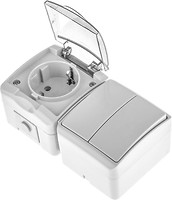 Фото Brille Розетка HB-2V+1RW з вимикачем і кришкою (42-258)