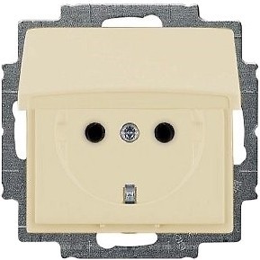 Фото ABB Розетка Basic 55 (20 EUK-92-507) одинарна з заземленням і кришкою