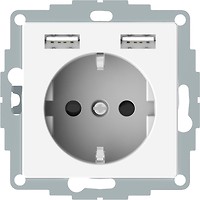 Фото Schneider Розетка Merten MTN2366-0319 одинарна з заземленням і захисною шторкою + USB