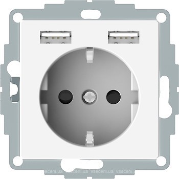 Фото Schneider Розетка Merten MTN2366-0319 одинарна з заземленням і захисною шторкою + USB