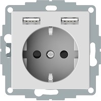 Фото Schneider Розетка Merten MTN2366-0325 одинарна з заземленням і захисною шторкою + USB