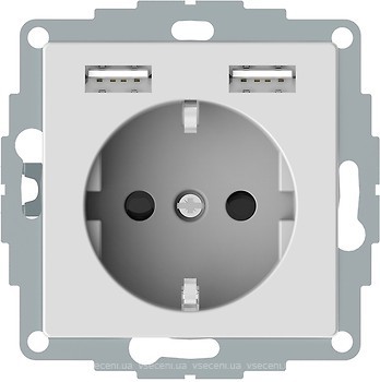 Фото Schneider Розетка Merten MTN2366-0325 одинарна з заземленням і захисною шторкою + USB