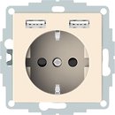 Фото Schneider Розетка Merten MTN2366-0344 одинарна з заземленням і захисною шторкою + USB
