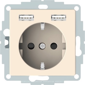 Фото Schneider Розетка Merten MTN2366-0344 одинарна з заземленням і захисною шторкою + USB