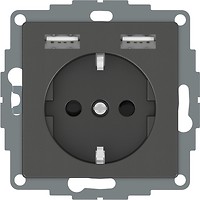 Фото Schneider Розетка Merten MTN2366-0414 одинарна з заземленням і захисною шторкою + USB
