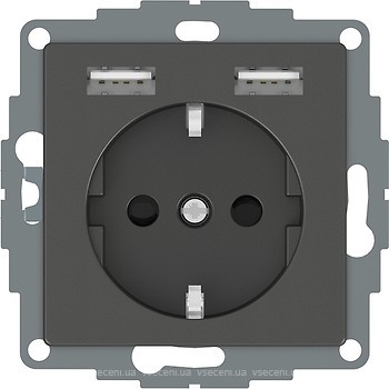 Фото Schneider Розетка Merten MTN2366-0414 одинарна з заземленням і захисною шторкою + USB