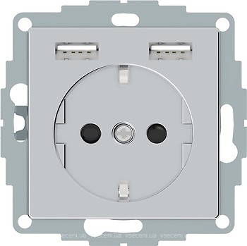 Фото Schneider Розетка Merten MTN2366-0460 одинарна з заземленням і захисною шторкою + USB