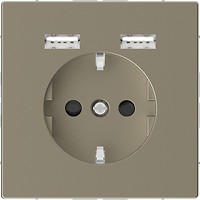 Фото Schneider Розетка Merten MTN2366-6033 одинарна з заземленням і захисний шторкою + USB