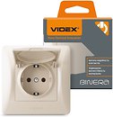 Фото Videx Розетка Binera VF-BNSK1GC-CR одинарна з заземленням і кришкою (24695)