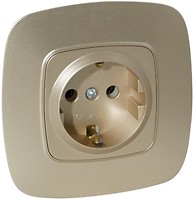 Фото Horoz Electric Розетка ELA 112-007-0006-030 одинарна з заземленням золота