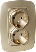 Фото Horoz Electric Розетка ELA 112-007-0008-030 подвійна з заземленням золота