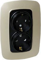 Фото Horoz Electric Розетка ELA 112-007-0008-040 подвійна з заземленням чорна, золота