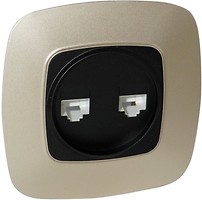 Фото Horoz Electric Розетка ELA 112-007-0017-040 комп'ютерна подвійна чорна, золота