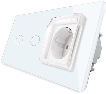 Фото Livolo Розетка з сенсорним вимикачем VL-C702/C7C1EUWF-11 одинарна з заземленням, захисними шторками і кришкою