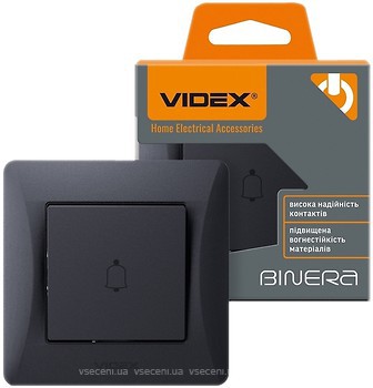 Фото Videx Кнопочный выключатель Binera VF-BNDB1-BG звонок (26112)