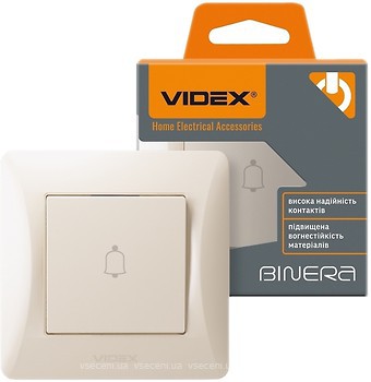 Фото Videx Кнопковий вимикач Binera VF-BNDB1-CR дзвінок (26110)