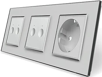 Фото Livolo Сенсорний вимикач Sense з розеткою (VL-C7FC2S/FC2S/FCTC16A-6IP)