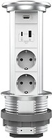 Фото Livolo Розетка подвійна з заземленням + USB (VL-SHS021-FCTC-FCUA.UC-S)