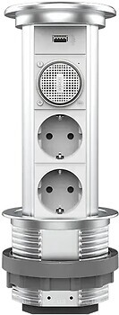 Фото Livolo Розетка подвійна з заземленням + USB (VL-SHS021-FCTC-FCF-S)