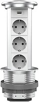 Фото Livolo Розетка тройная с заземлением + USB (VL-SHS021-FCTC-S)
