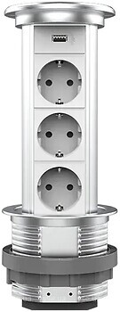 Фото Livolo Розетка потрійна з заземленням + USB (VL-SHS021-FCTC-S)