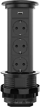 Фото Livolo Розетка потрійна з заземленням + USB (VL-SHS022-FCTC-B)