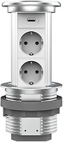 Фото Livolo Розетка двойная + USB (VL-SHS019-FCTC-S)