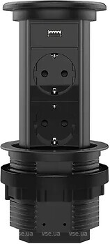 Фото Livolo Розетка подвійна + USB (VL-SHS019-FCTC-B)