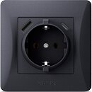 Фото Videx Розетка Binera VF-BNSK1GUC-BG одинарна з заземленням (27865)