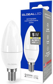 Фото Global C37 CL-F 5W 3000K 220V E14 AP (1-GBL-133)