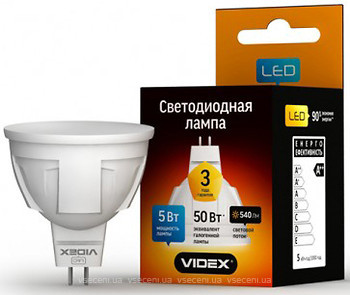 Фото Videx MR16 5W 3000K GU5.3 (VL-MR16-05533/23399)