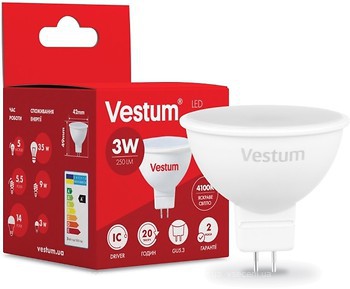 Фото Vestum Led MR16 3W 4100K 220V GU5.3 (1-VS-1501)