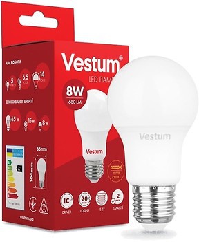 Фото Vestum Led A55 8W 3000K 220V E27 (1-VS-1108)