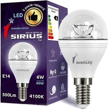 Фото Sirius Star G45 Crystal 6W 4000K E14 (3304)