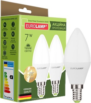 Фото Eurolamp LED EKO C37 7W 3000K E14 Набір 2 шт (MLP-LED-CL-07143(E))