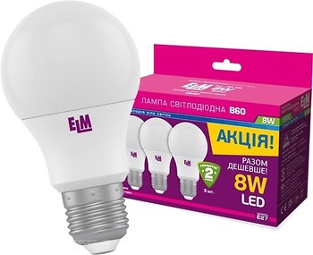 Фото ELM PA10L B60 8W E27 4000K Набір 3 шт (18-0137)