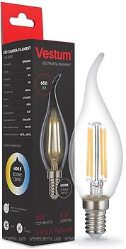 Фото Vestum led filament C35T 5W 4100K 220V E14 (1-VS-2409)