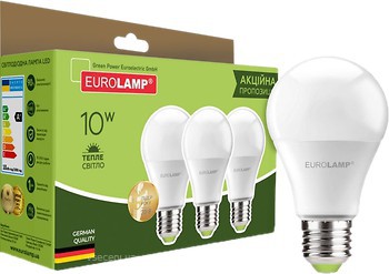 Фото Eurolamp LED A60 10W 3000K E27 Набор 3 шт (MLP-LED-A60-10273(3))