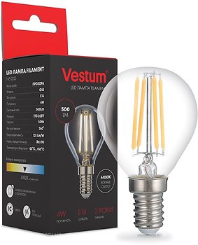 Фото Vestum led filament G45 4W 4100K 220V E14 (1-VS-2225)