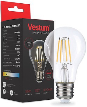 Фото Vestum led filament A60 10W 3000K 220V E27 (1-VS-2114)