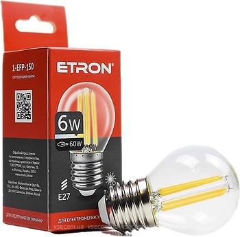 Фото Etron led filament G45 6W 4200K E27 Clear (1-EFP-150)