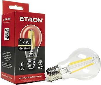 Фото Etron led filament A60 12W 4200K E27 Clear (1-EFP-106)