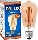 Фото Delux filament ST64 8W 2700K E27 amber (90016728)