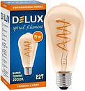 Фото Delux filament ST64 5W 2200K E27 amber (90018153)